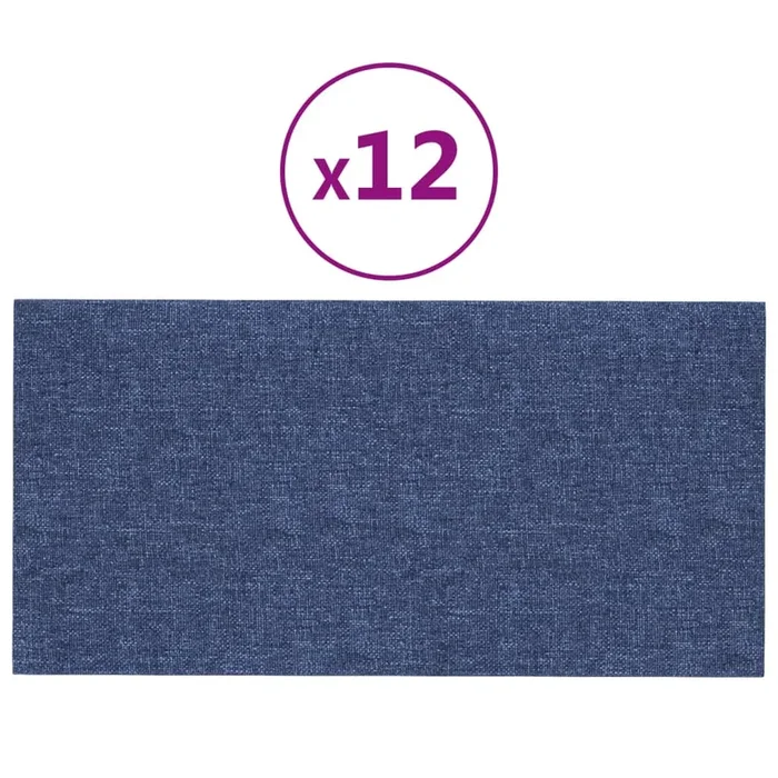 vidaXL Paneles de pared 12 uds tela azul 60×30 cm 2,16 m²