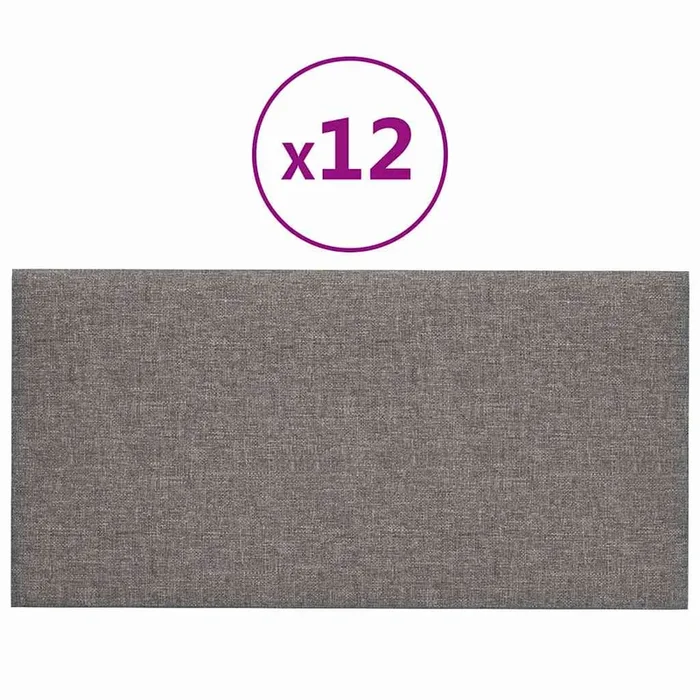 vidaXL Paneles de pared 12 uds tela gris claro 30×15 cm 0,54 m²