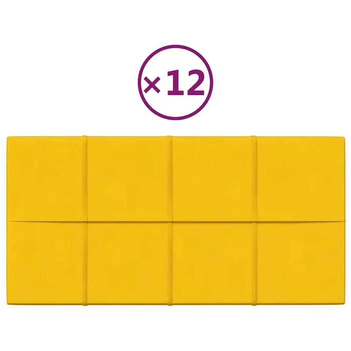 vidaXL Paneles de pared 12 uds terciopelo amarillo 60×30 cm 2,16 m²
