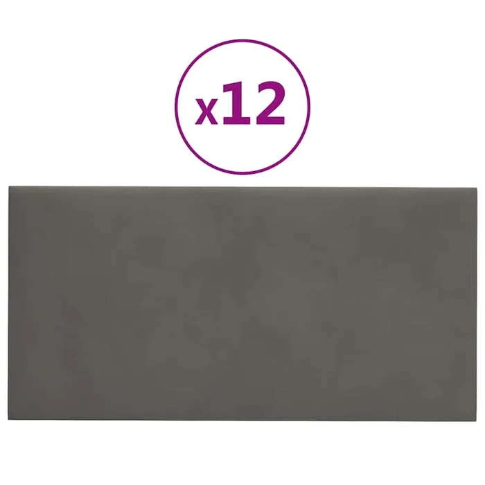vidaXL Paneles de pared 12 uds terciopelo gris oscuro 60×30 cm 2,16 m²