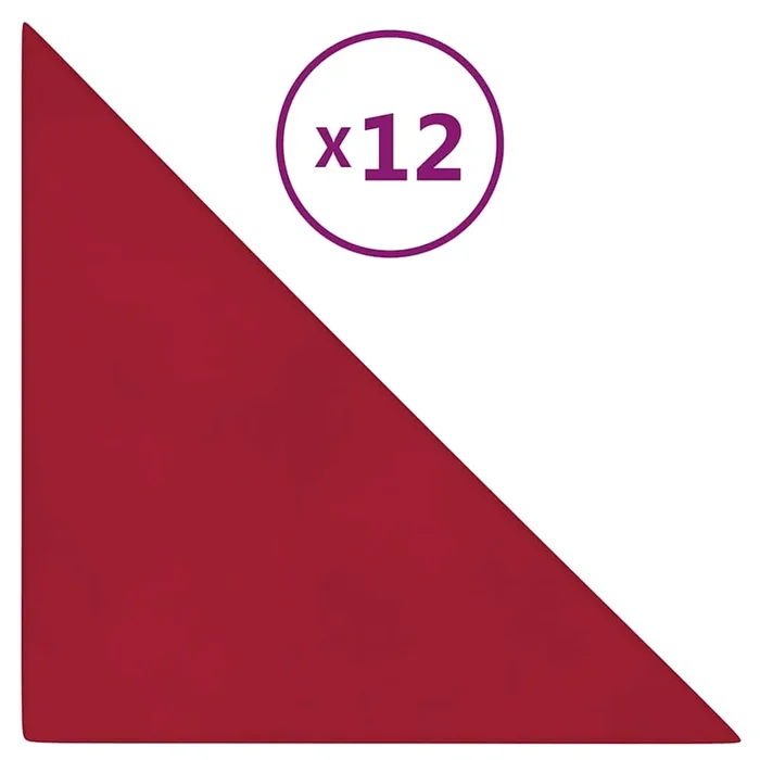 vidaXL Paneles de pared 12 uds terciopelo rojo tinto 30×30 cm 0,54 m²