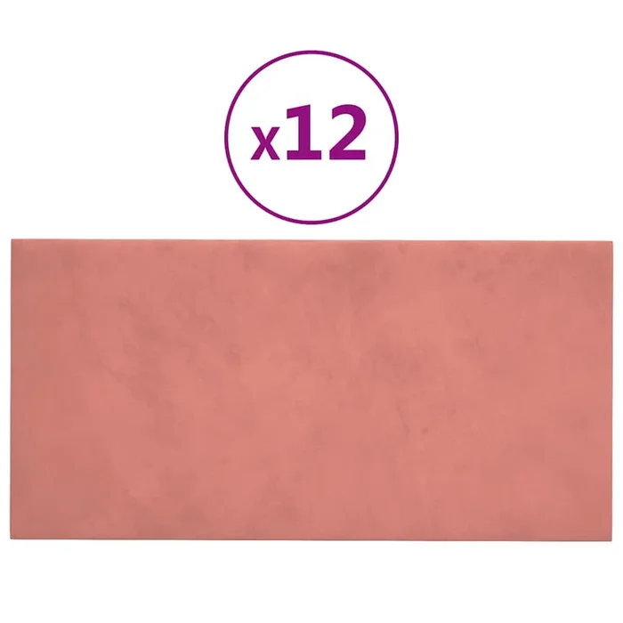 vidaXL Paneles de pared 12 uds terciopelo rosa 60×30 cm 2,16 m²