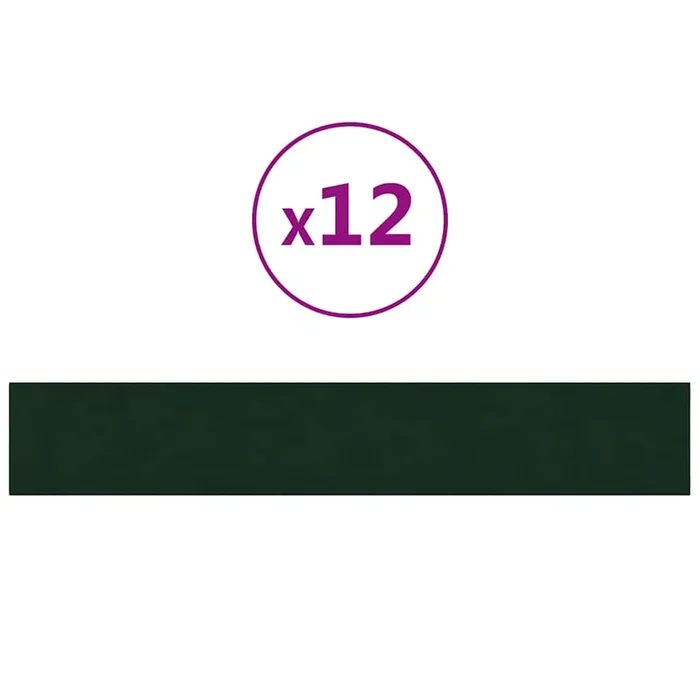 vidaXL Paneles de pared 12 uds terciopelo verde oscuro 90×15 cm 1,62m²
