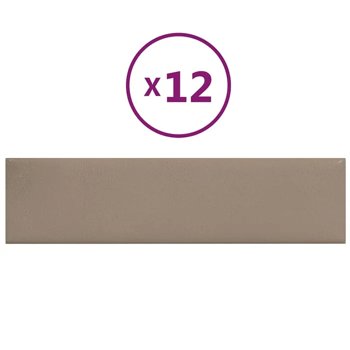 vidaXL Paneles pared 12 uds cuero sintético capuchino 60×15 cm 1,08 m²