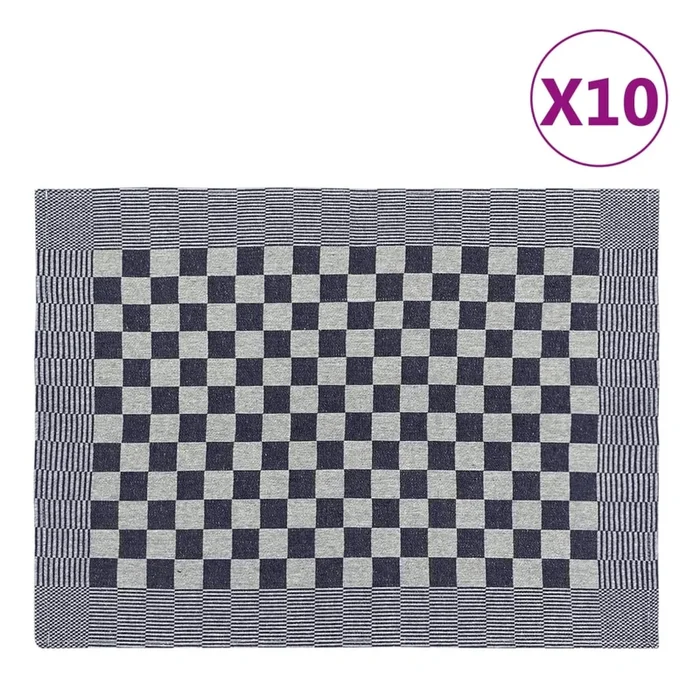 vidaXL Paños de cocina 10 uds algodón azul y blanco 50×70 cm