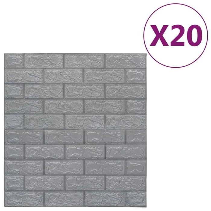 vidaXL Papel pintado autoadhesivo ladrillos 3D 20 unidades antracita