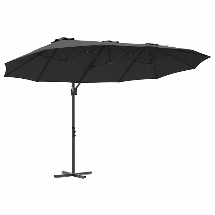 vidaXL Parasol de jardín tipo cantilever Negro 372 x 198 x 243 cm
