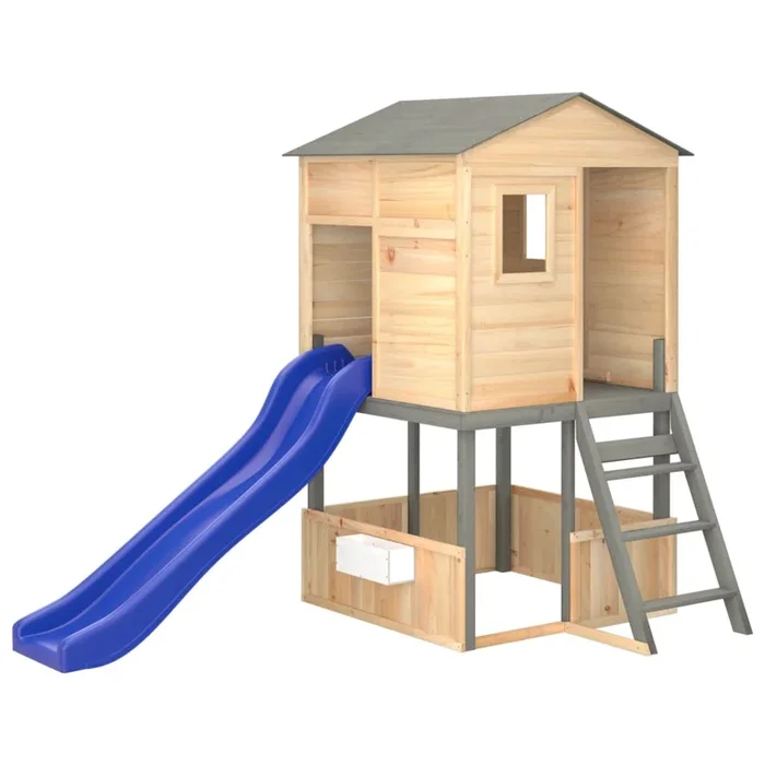 vidaXL Parque infantil de exterior madera maciza de abeto (3)
