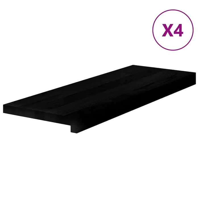 vidaXL Peldaños de escalera 4 uds madera maciza roble marrón oscuro (2)