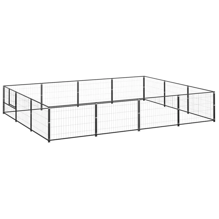 vidaXL Perrera acero 12 m² negra (2)