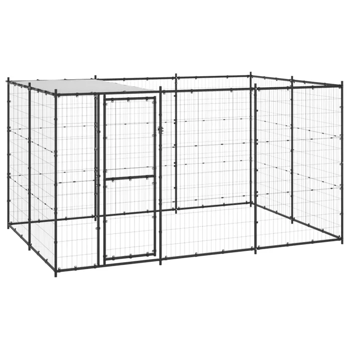vidaXL Perrera de exterior de acero con techo 7,26 m² (4)