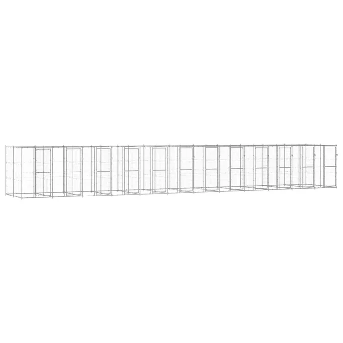 vidaXL Perrera de exterior de acero galvanizado 29,04 m²
