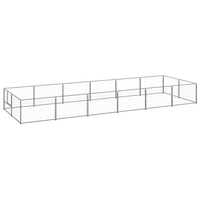 vidaXL Perrera plateada 12 m² acero