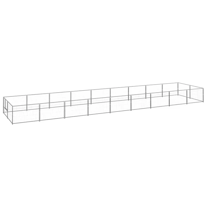vidaXL Perrera plateada 18 m² acero (2)