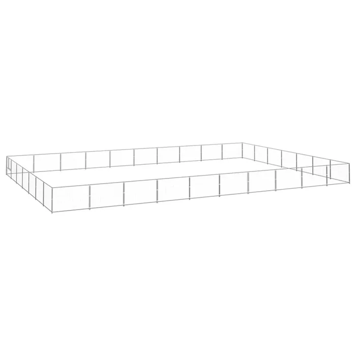 vidaXL Perrera plateada 70 m² acero