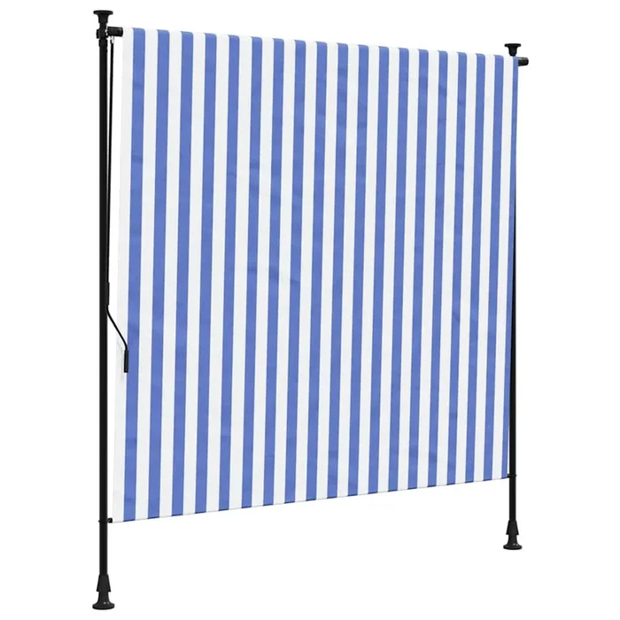vidaXL Persiana enrollable exterior tela acero azul blanco 200×270 cm