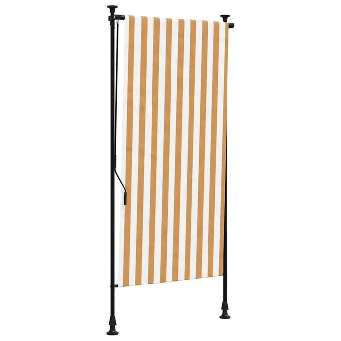 vidaXL Persiana enrollable exterior tela acero naranja y blanco (3)