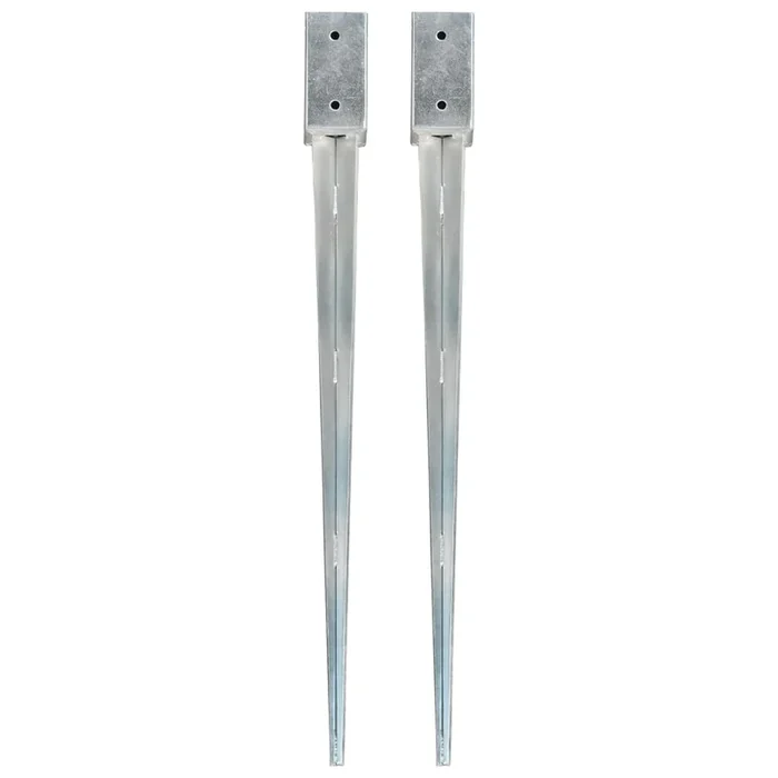 vidaXL Picas de tierra 2 uds acero galvanizado plateado 7x7x90 cm