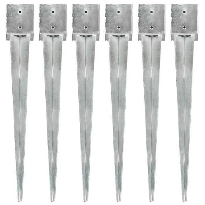 vidaXL Picas de tierra 6 uds acero galvanizado plateado 12x12x89 cm