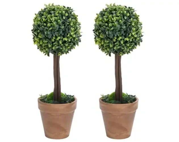 vidaXL plantas de boj artificial 2 uds forma bola maceta verde 41 cm | Brico Depôt Must-Have