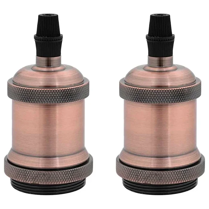 vidaXL Portalámparas 2 uds bronce rojo E27 (4)