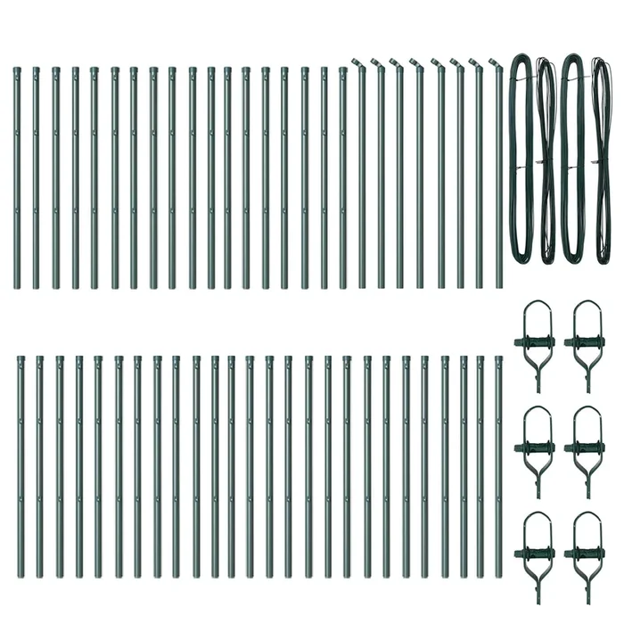 vidaXL Poste de cerca 52 pcs Verde 3.2 x 3.2 x 100 cm Acero