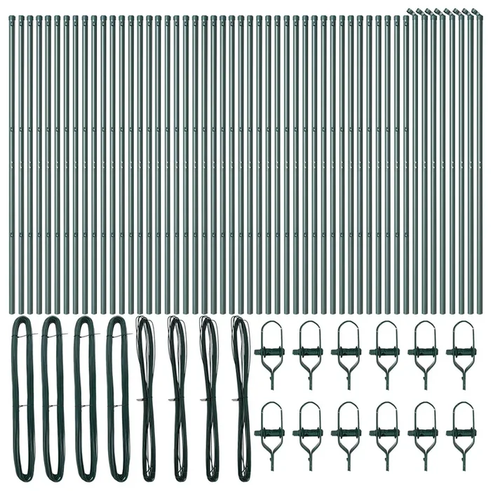 vidaXL Poste de cerca 52 pcs Verde 3.2 x 3.2 x 190 cm Acero