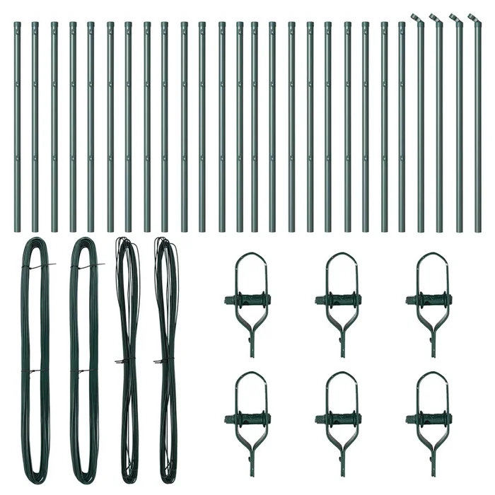 vidaXL Poste de cerca Otro 26 pcs Plateado 3.2 x 3.2 x 110 cm Acero (3)