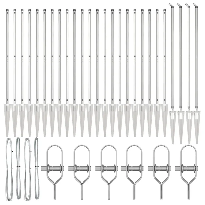 vidaXL Poste de cerca Otro 26 pcs Plateado 3.2 x 3.2 x 180 cm Acero (2)