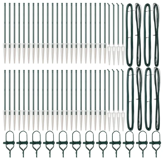 vidaXL Poste de cerca Otro 52 pcs Plateado 3.2 x 3.2 x 60 cm Acero