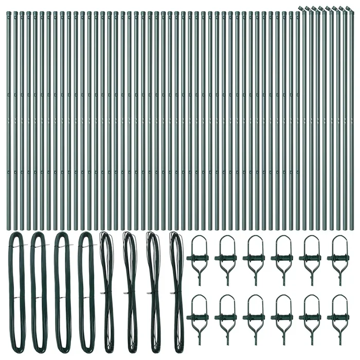 vidaXL Poste de cerca Otro 52 pcs Verde 3.2 x 3.2 x 210 cm Acero