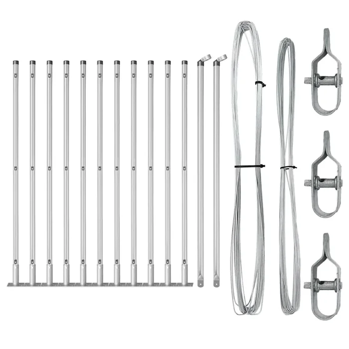 vidaXL Postes de cerca 13 pcs Plateado Ø32mm 110 cm Acero galvanizado