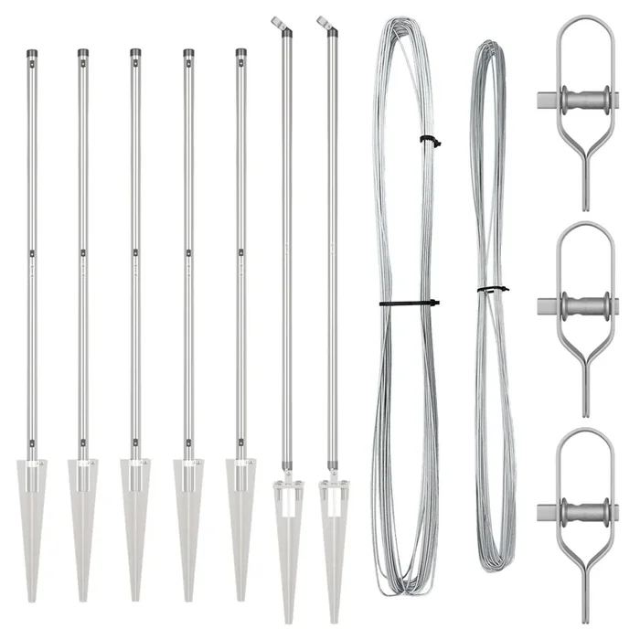 vidaXL Postes de cerca 7 pcs Plateado Ø32mm 140 cm Acero galvanizado