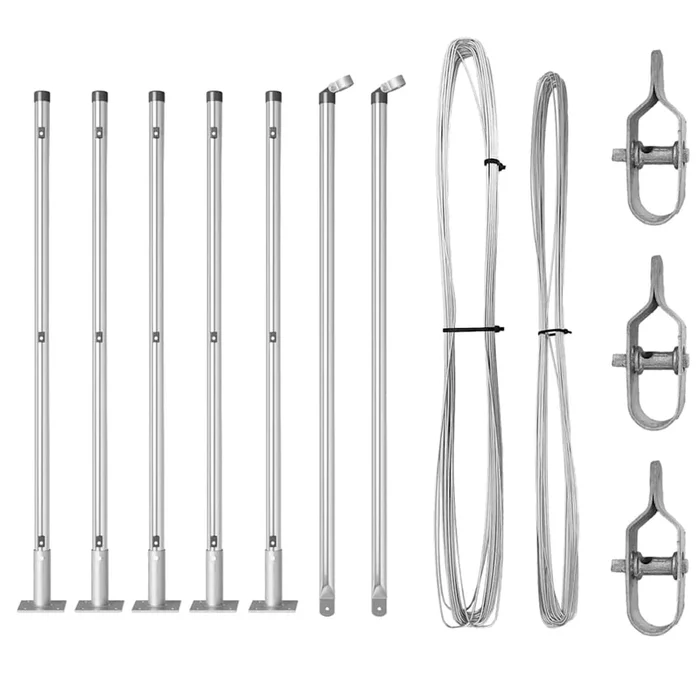 vidaXL Postes de cerca 7 pcs Plateado Ø32mm 90 cm Acero galvanizado