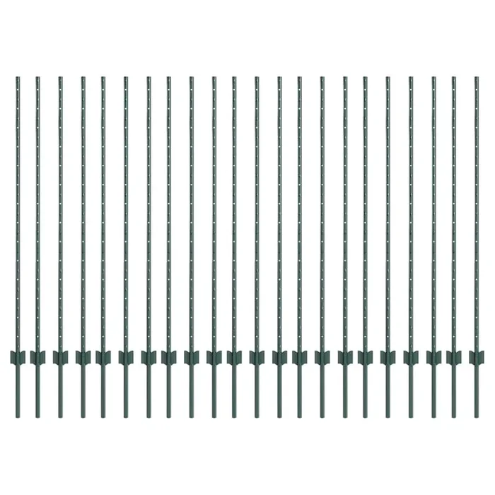 vidaXL Postes de cerca Manual 22 pcs Verde 180 cm Acero