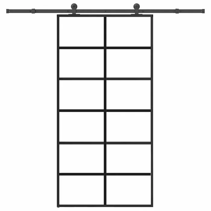 vidaXL Puerta corredera con herrajes 102×205 cm ESG vidrio y aluminio (4)