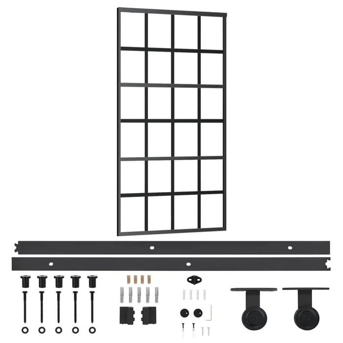 vidaXL Puerta corredera con herrajes ESG vidrio y aluminio 102×205 cm (4)