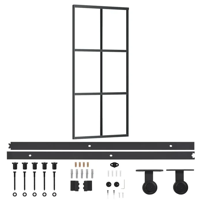 vidaXL Puerta corredera con herrajes ESG vidrio y aluminio 90×205 cm