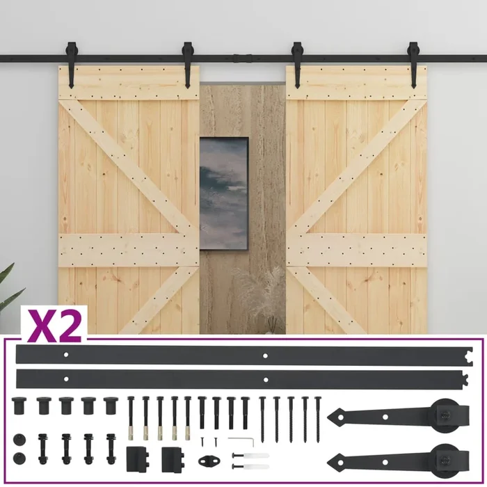 vidaXL Puerta corredera con herrajes madera maciza de pino 80×210 cm (12)
