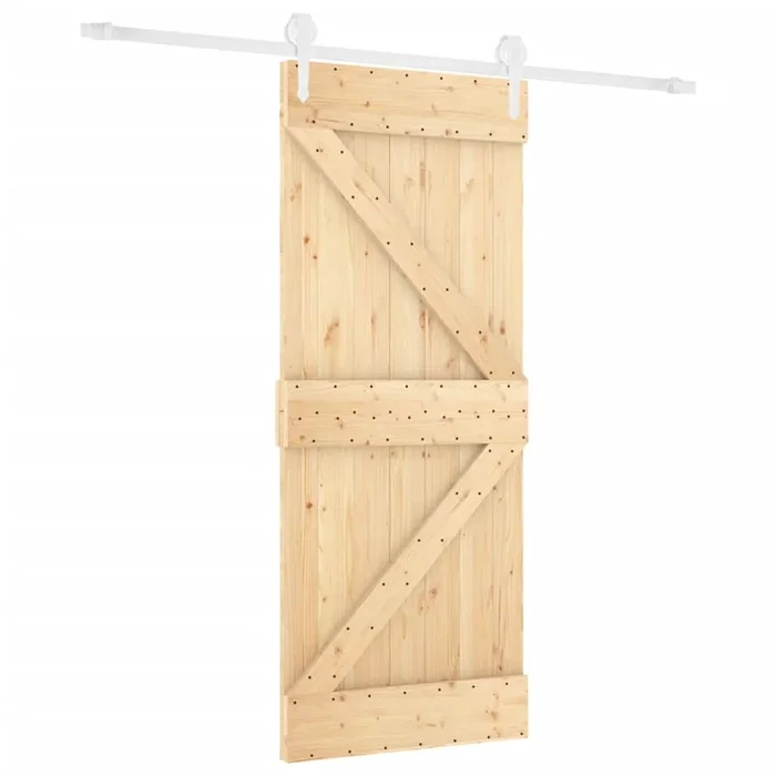 vidaXL Puerta corredera con herrajes madera maciza de pino 80×210 cm (15)