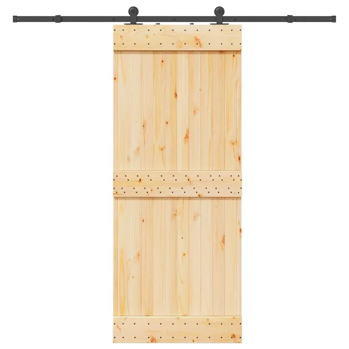 vidaXL Puerta corredera con herrajes madera maciza de pino 85×210 cm (20)