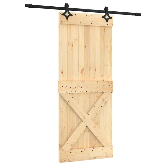 vidaXL Puerta corredera con herrajes madera maciza de pino 85×210 cm (39)