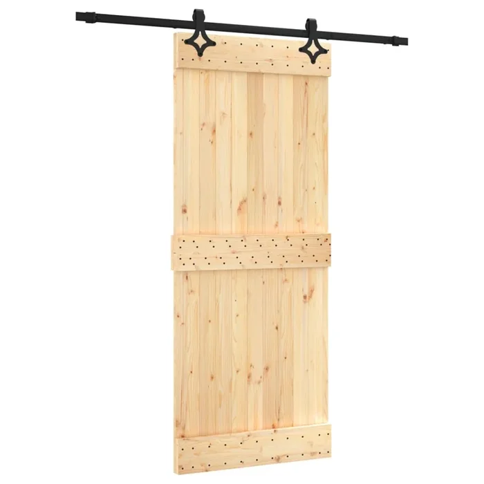 vidaXL Puerta corredera con herrajes madera maciza de pino 85×210 cm (5)