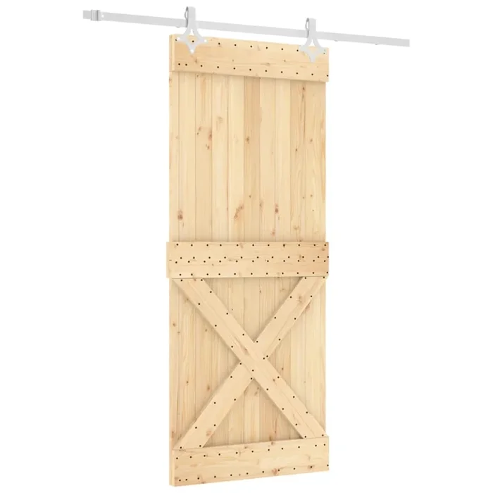 vidaXL Puerta corredera con herrajes madera maciza de pino 85×210 cm (90)