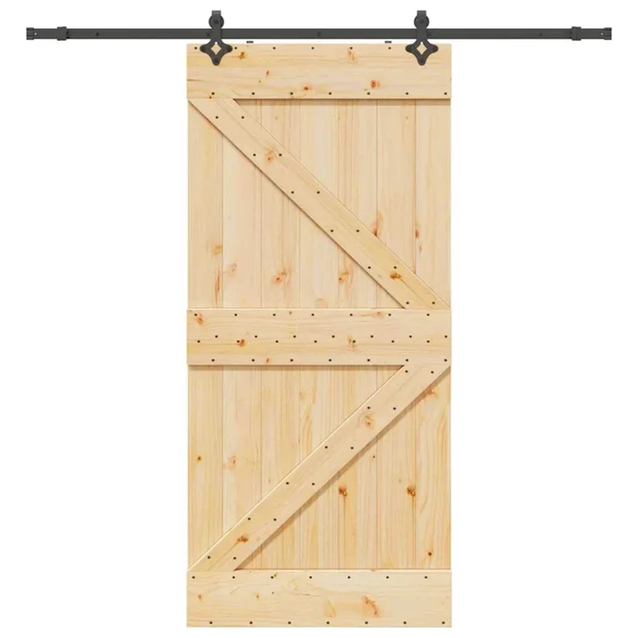 vidaXL Puerta corredera con herrajes madera maciza de pino 90×210 cm (48)