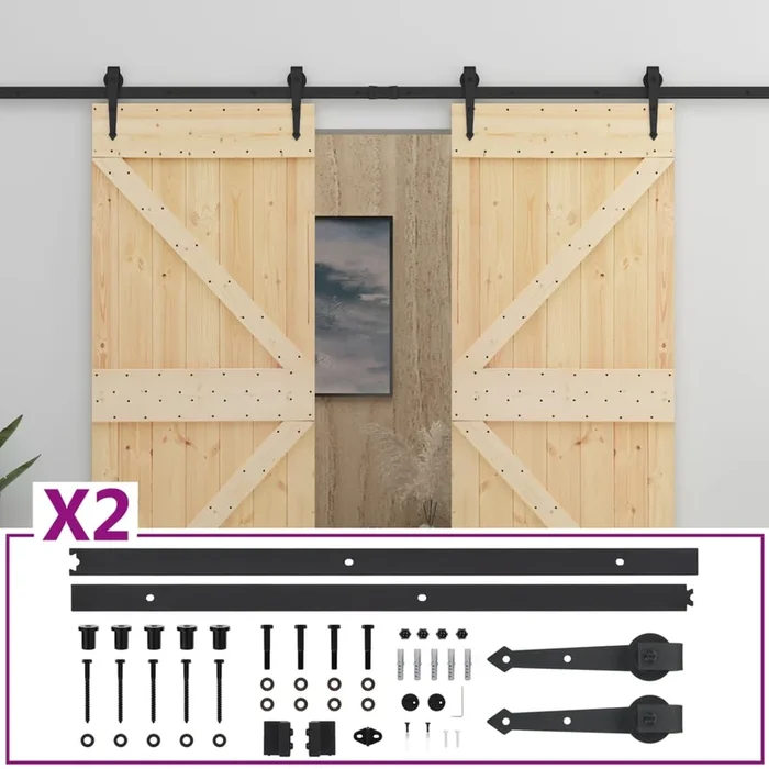 vidaXL Puerta corredera con herrajes madera maciza de pino 90×210 cm