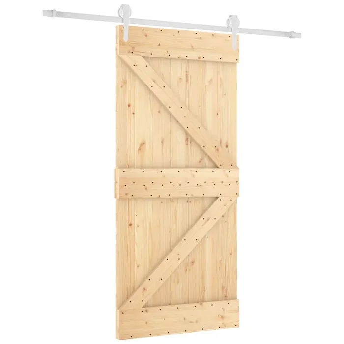 vidaXL Puerta corredera con herrajes madera maciza de pino 95×210 cm (19)