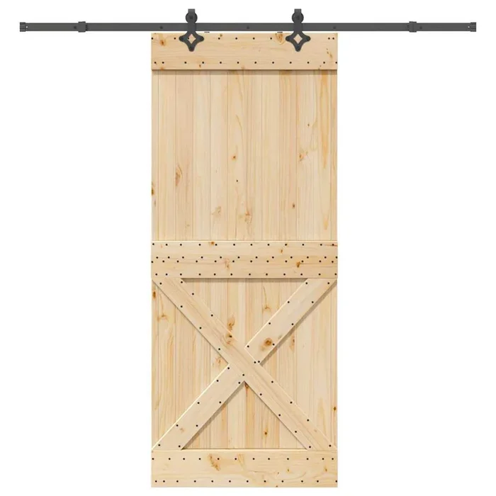 vidaXL Puerta corredera con herrajes madera maciza de pino 95×210 cm (7)