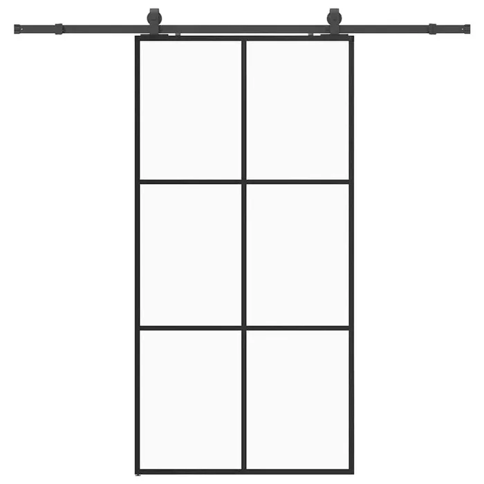 vidaXL Puerta corredera con herrajes negro 102×205 cm ESG vidrio (3)