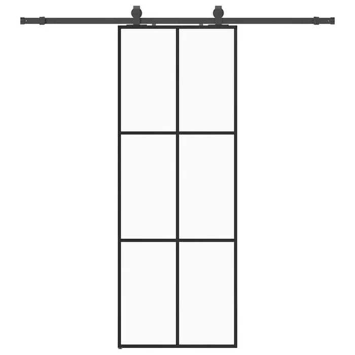vidaXL Puerta corredera con juego herrajes negro 76×205 cm ESG vidrio (4)